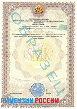 Образец сертификата соответствия (приложение) Елабуга Сертификат ISO 13485